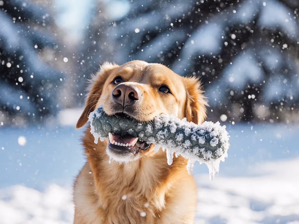 winter_dog_holding_frozen_chew_toy